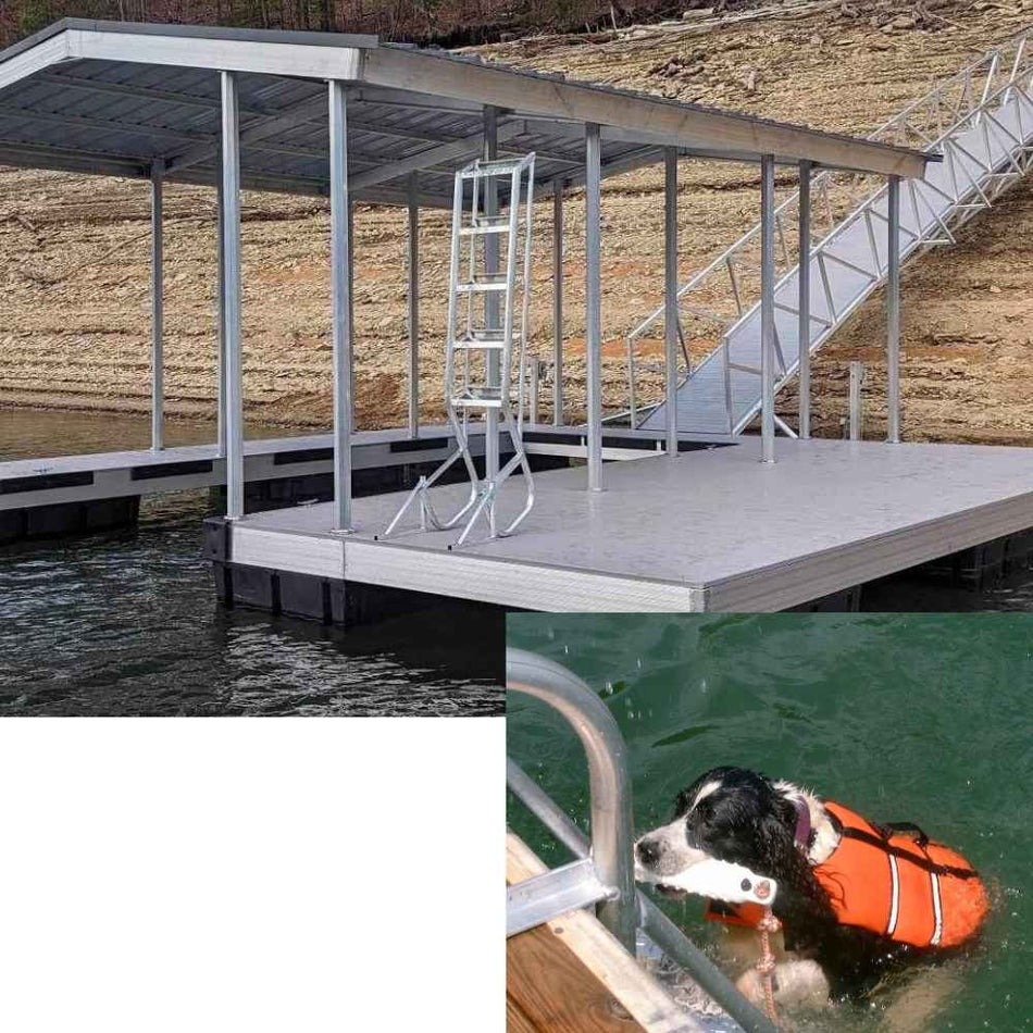 3 Step Heavy Duty Angled Aluminum Dock Ladders