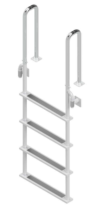 4 Step Stainless Steel Dock Ladders, 3" Deep Handles