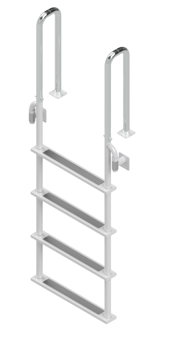 4 Step Stainless Steel Dock Ladders, 3" Deep Handles