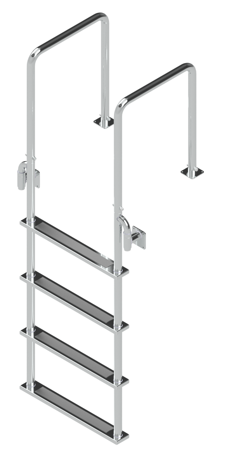 4 Step Stainless Steel Dock Ladders, 15.75" Deep Handles
