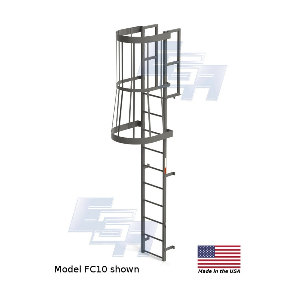 10 Step Fixed Cage Ladders