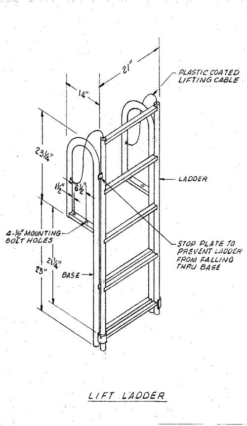 4 Step Wide Step Lifting Dock Ladders