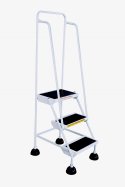 3 Step Spring Loaded Warehouse Ladders, WHITE