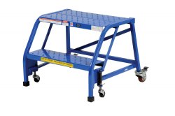 2 Step Portable Warehouse Ladders, No Handrail, 26 in Wide Perforated Steps